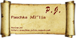 Paschka Júlia névjegykártya